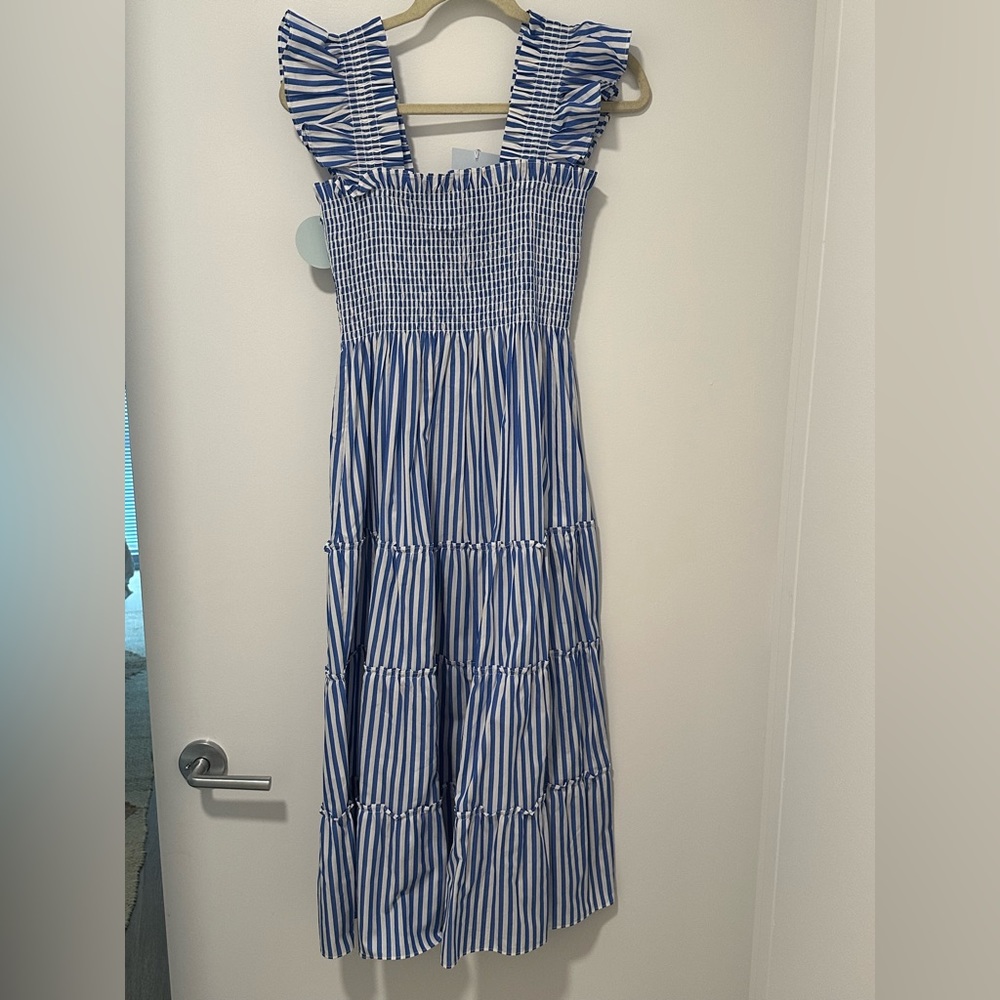 Hill House Home- Ellie Nap Dress / Blueberry Stripe/ Small